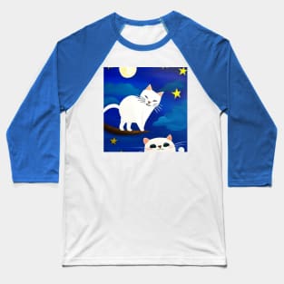 (MD23Ar001b) Cute White Cats Playful Backyard Explorers Baseball T-Shirt